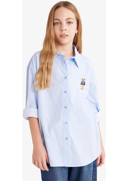 Kız Çocuk Poplin Uzun Kollu Çizgili Gömlek G4416A825AU modelleri