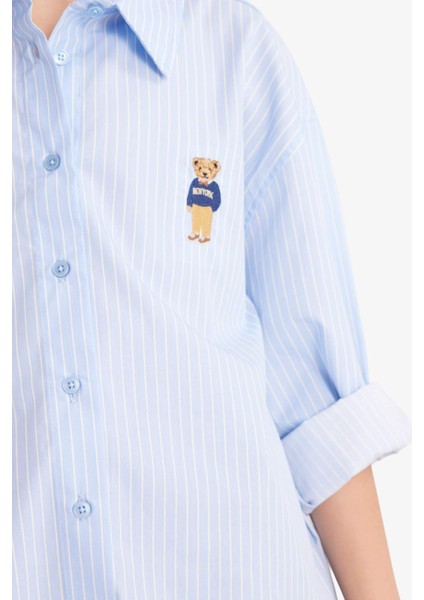 Kız Çocuk Poplin Uzun Kollu Çizgili Gömlek G4416A825AU fırsatları