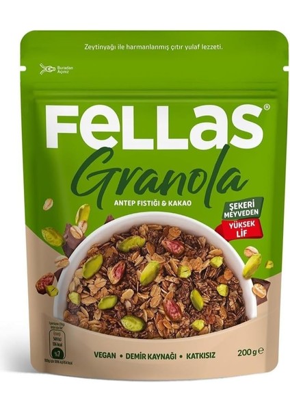 Fellas Granola Antep Fıstığı ve Kakao 200 gr