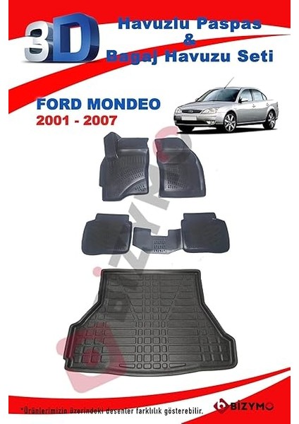 Ford Mondeo Sedan 2001-2007 3D Havuzlu Paspas ve Bagaj Havuzu fiyatları