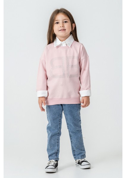 Bb Taşlı Sweatshirt Kız Çocuk 3\'lü Takım - 26K 6333