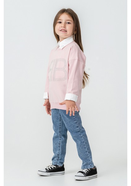 Bb Taşlı Sweatshirt Kız Çocuk 3\'lü Takım - 26K 6333 modelleri