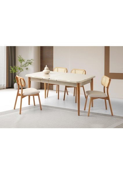 Duru Paris Mdf Lak Panel Açılır Yemek Masa Takımı 90X160