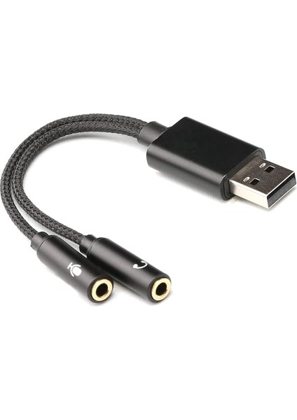 To Ikili 3.5mm Jack Adapter - USB Den Kulaklık ve Microphone Çıkış Almanızı Sağlar - Ses Kartlı Pc Bilgisayar Notebook Uyumlu
