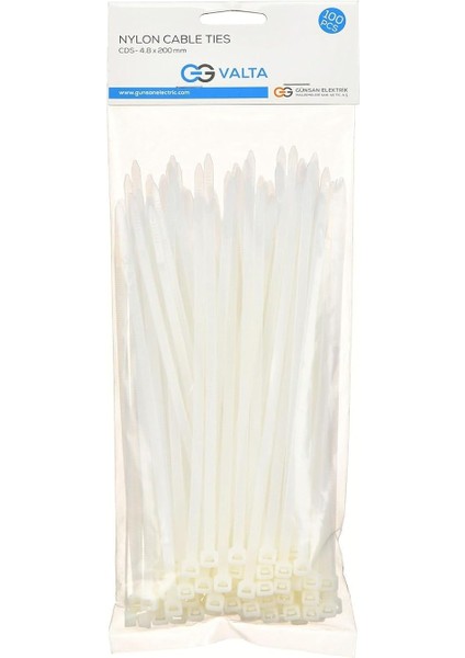 Beyaz 100'LÜ Kablo Bağı (20CM x 4.8mm) fiyatları