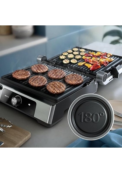 5000 Serisi 2200 W Izgara ve Tost Makinesi,çıkarılabilir Plakalar, Izgara Için Tam Açılır, Yapışmaz Plakalar, Ayarlanabilir Yükseklik, HD6301/90 indirimleri