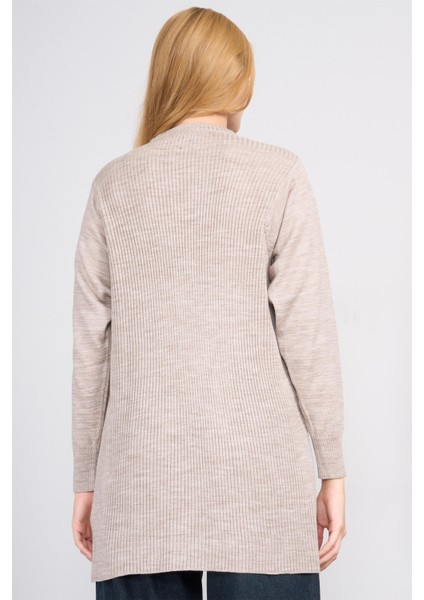 Çetinkaya Miya Mira Modest 8627 Kadın Dik Yaka Fitilli Triko Kazak Vizonmelanj fırsatları