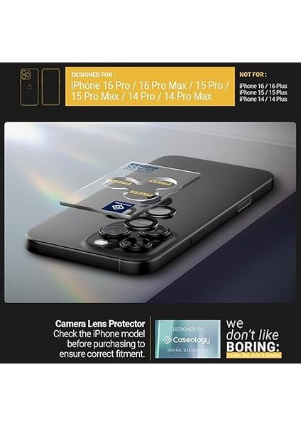 Caseology iPhone 16 Pro Max / 16 Pro / 15 Pro Max / 15 Pro / 14 Pro Max / 14 Pro ile Uyumlu Kamera Lens Camı Koruyucu Black (2 Adet) - AGL07918 fiyatları