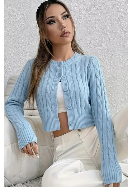 Örgü Desenli Kadın Triko Hırka (S,m,l Uyumludur) P-00018294