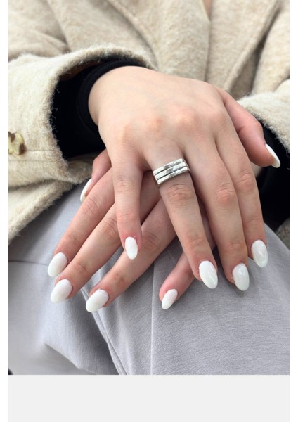 Arin Kare Modern Tasarım Gümüş Kadın Yüzük