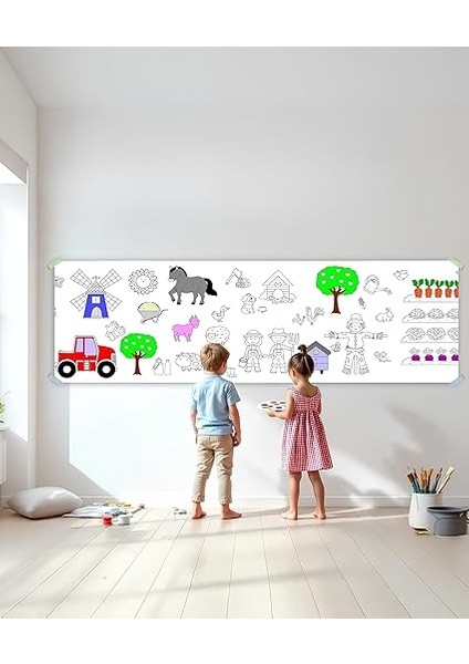 Hayatı Temalı Dev Boyama Kağıdı 2,5 Metre Rulo Boyama Kağıdı Çocuk Anaokulu ve Kreşler Için Aktivite Çocuk Eğitici Boyama modelleri