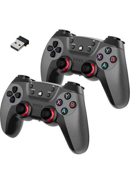 Çiftli 2.4g Kablosuz Oyun Kolu Pc Uyumlu Pilli Joystick Wireless Gamepad Hassas Trigger Kaymaz Tasarım Çiftli G2.4g (Gri)