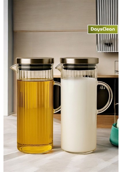 Lüks 2'li Cam Yağdanlık Sütlük Sirkelik | Çok Amaçlı Borasilikat Sürahi |