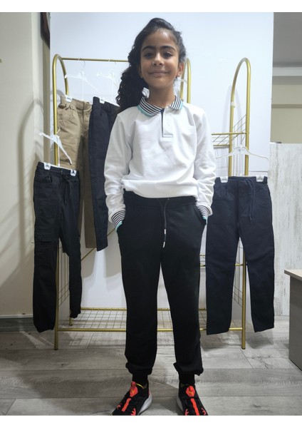 Çocuk Pantolon, Eşofman Okul-Günlük Penye, Rahat, Beli Lastikli ,lastikli Paça (Ribanalı), Bağcıklı