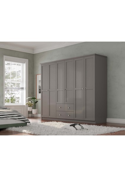 Smart 6 Kapaklı 2 Çekmeceli Gardırop Antrasit fiyatları