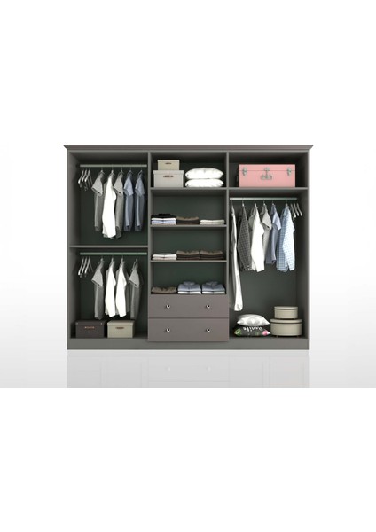 Smart 6 Kapaklı 2 Çekmeceli Gardırop Antrasit fırsatları