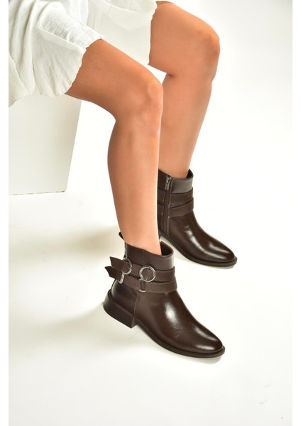 V312362260 Kahverengi Rustik Kemer Detaylı Kadın Bot fırsatları