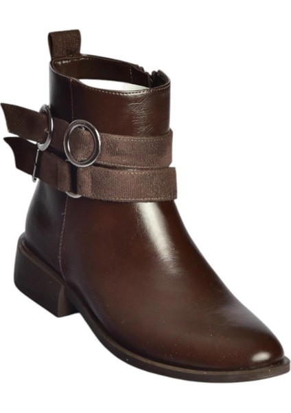 V312362260 Kahverengi Rustik Kemer Detaylı Kadın Bot