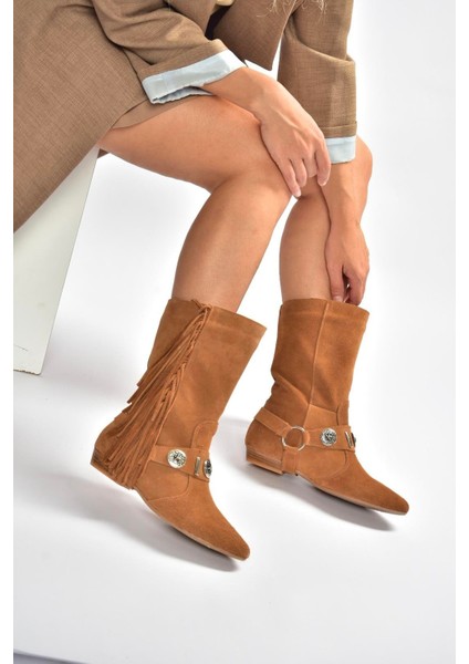 V380625502 Taba Süet Püskül Detaylı Kadın Bot fırsatları