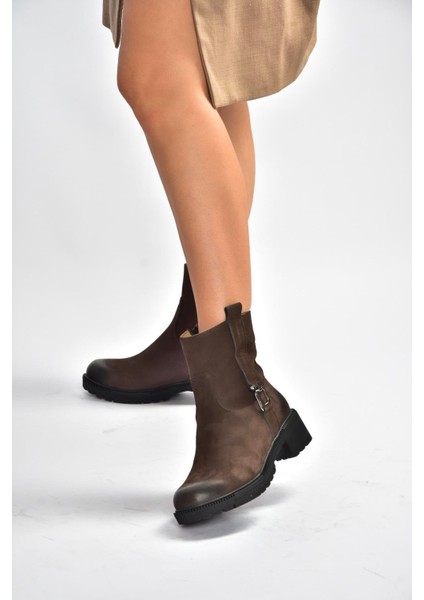 V654070401 Kahverengi Hakiki Deri Nubuk Kadın Bot fırsatları