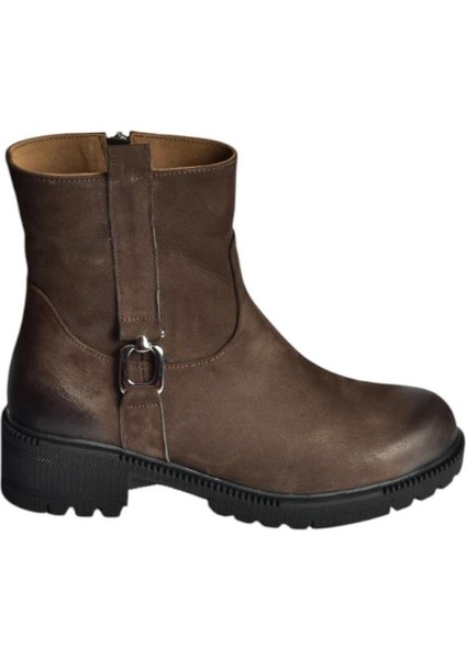 V654070401 Kahverengi Hakiki Deri Nubuk Kadın Bot indirimleri