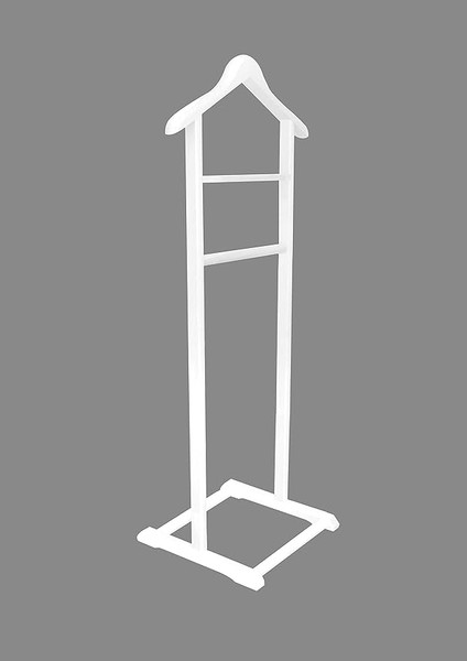 Ahşap Dilsiz Uşak Beyaz Renk Tekli Ayaklı Askı