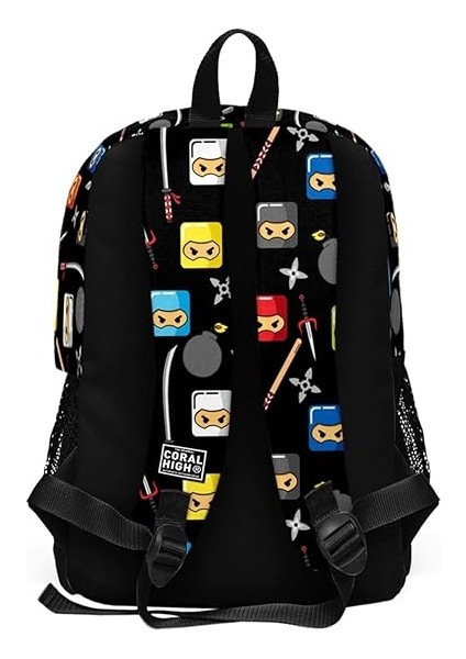 High Kids Siyah Ninja Desenli Dört Bölmeli Okul Sırt Çantası 23473 fırsatları
