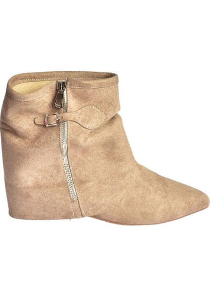 V380518102 Vizon Süet Düz Taban Fermuar Detaylı Kadın Bot fırsatları