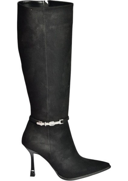 V820330002 Siyah Süet Ince Topuklu Kadın Çizme indirimleri