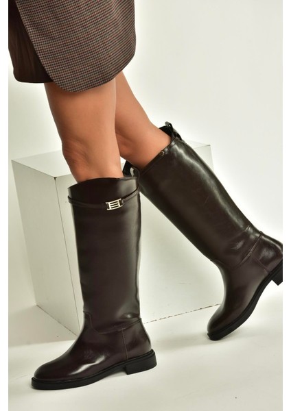 V973720909 Kahverengi Klasik Alçak Tabanlı Kadın Çizme fiyatları