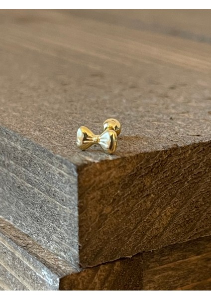 925 Ayar Gümüş Papyon Kıkırdak Helix Tragus Piercingi Gümüş Piercing