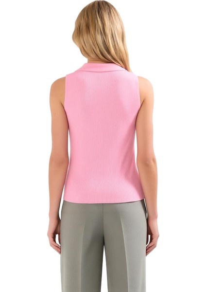 Regular Fit Akrilik Triko Bluz Polo Yaka Kolsuz Rahat ve Şık Görünüm modelleri