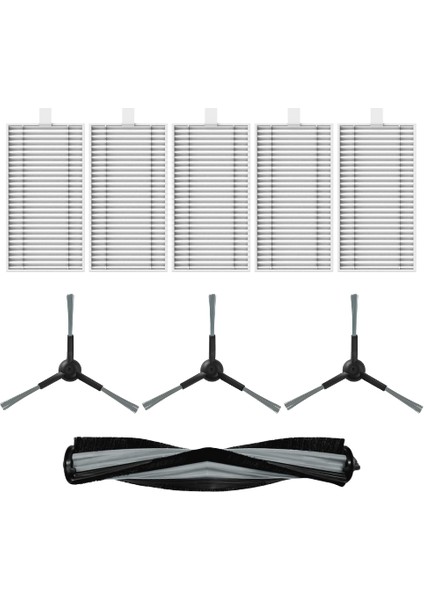 Viomi Uyumlu Alpha 2 Pro, V5 Pro, V5, Karaca Vantuz Off Road 2in1 (RS007) Robot Süpürge Ana Fırçası, Hepa Filtre 5 Ad, Yan Fırça 3 Ad