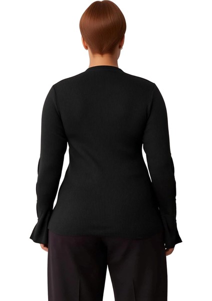 Moda Büyük Beden Balıkçı Yaka Triko Fit Düz Desen Casual Günlük Regular Uzun Kol Bluz modelleri