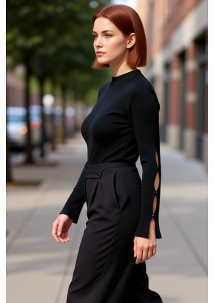 Moda Büyük Beden Balıkçı Yaka Triko Fit Düz Desen Casual Günlük Regular Uzun Kol Bluz fırsatları