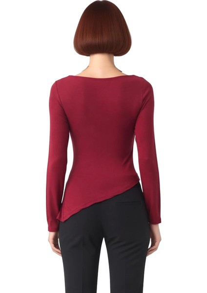 Kadınlar Için Uzun Kollu Asimetrik Bluz Yumuşak Viskon Ribana Kumaş Günlük ve Şık Kullanım modelleri