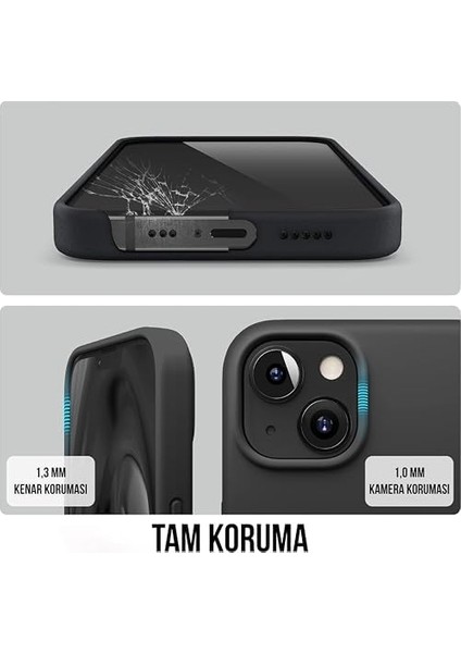 Kılıf Ince Sıvı Silikon 3 Katmanlı Tam Kaplamalı Yumuşak Jel Kauçuk Kılıf Kapak (Siyah, 13/14) modelleri