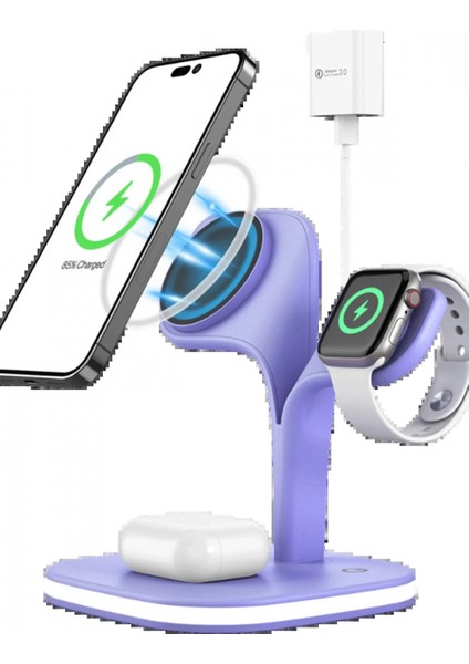 YM-UD22 Kablosuz Şarj Masaüstü Set - Lila