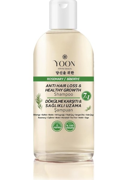 Yoon Saç Dökülme Karşıtı, Sağlıklı Hızlı Saç Uzamasına Yardımcı, 7 Aktifli Biberiyeli Tuzsuz Şampuan, 400ML modelleri