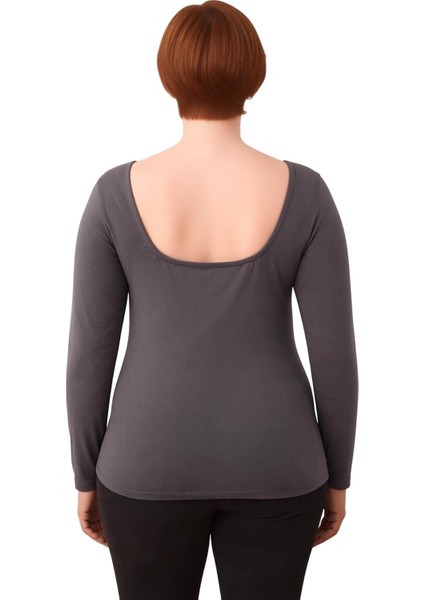 Kadın Pamuklu Esnek Kayık Yaka Uzun Kollu Üst Kaliteli Şık Rahat Modern Zarif Günlük modelleri