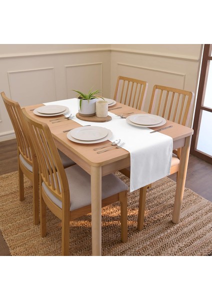Premium Beyaz Masa Örtüsü Runner Duck Keten Kalın Kumaş 150X40CM Runner & Amerikan Servisi
