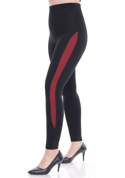 Kadın Siyah Beli Lastikli Yanı Şeritli Toparlayıcı Tayt fiyatları