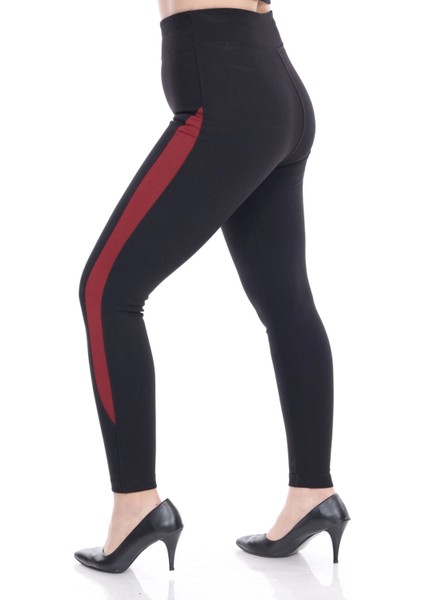 Kadın Siyah Beli Lastikli Yanı Şeritli Toparlayıcı Tayt modelleri