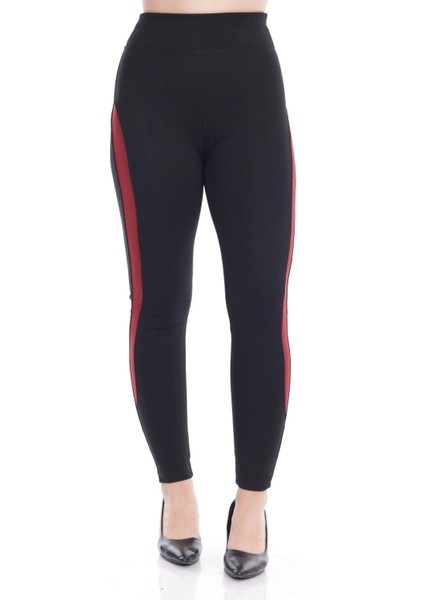 Kadın Siyah Beli Lastikli Yanı Şeritli Toparlayıcı Tayt fırsatları