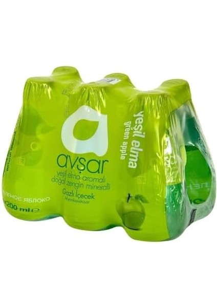 Avşar Yeşil Elma Aromalı Maden Suyu 200 ml 6&apos;lı