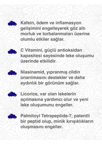 Cosmed Sleepless Nights Caffeine Eye Cream - Aydınlatıcı ve Nemlendirici Etkili Kafein Içeren Göz Kremi modelleri