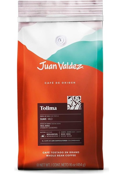 Juan Valdez Tolima Single Origin Az Kavrulmuş Çekirdek Kahve, 454G, Yumuşak Içim, fiyatları