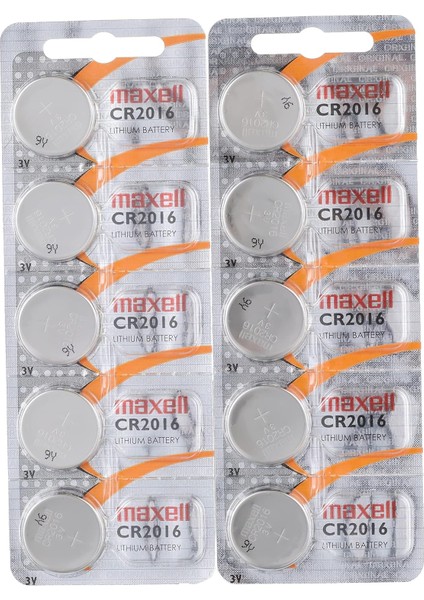 10 Adet CR2016 Pil (Lityum Düğme Pil 3V Pil 2 x 5&apos;li Paket Düğme Pil)