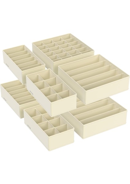 Iç Çamaşırı Düzenleyici 8&apos;li Set, Çekmece Düzenleyici, Katlanabilir, Dolabı, Saklama Kutusu, Kumaş Kutular, Saklama, Sütyen, Çorap, Kravat Için, Bej RUS008M01