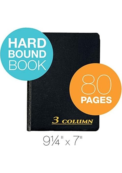 Hesap Defteri, 17,78 x 23,50 Cm, Siyah, 3 Sütun, 80 Sayfa (ARB8003M) fiyatları